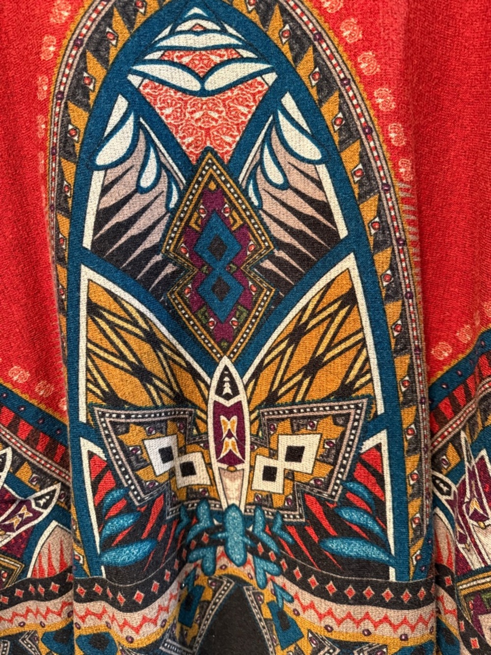 Tyche Women's Red Multicolor Bohemian Caftan Type Pullover size M - Picture 6 of 6